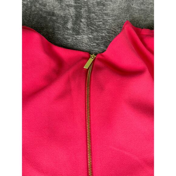 Andrew Marc Coral Pink Fit Flare Dress Size 12 Short Sleeve Designer - Picture 5 of 10